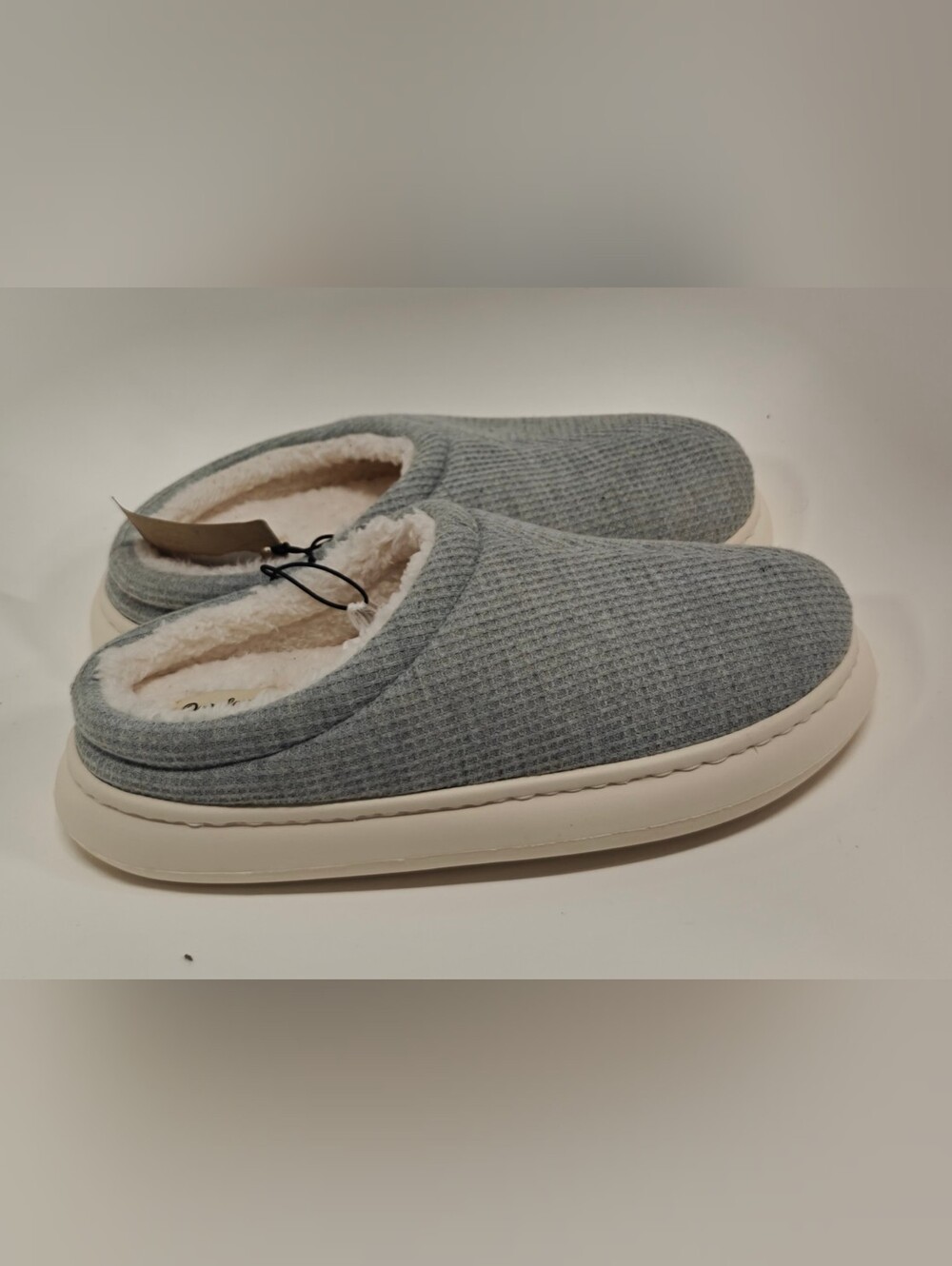 Dearfoams Lacey Rib Knit Clog Slippers Women’s XL 11-12 Gray Cozy Plush House Sh
